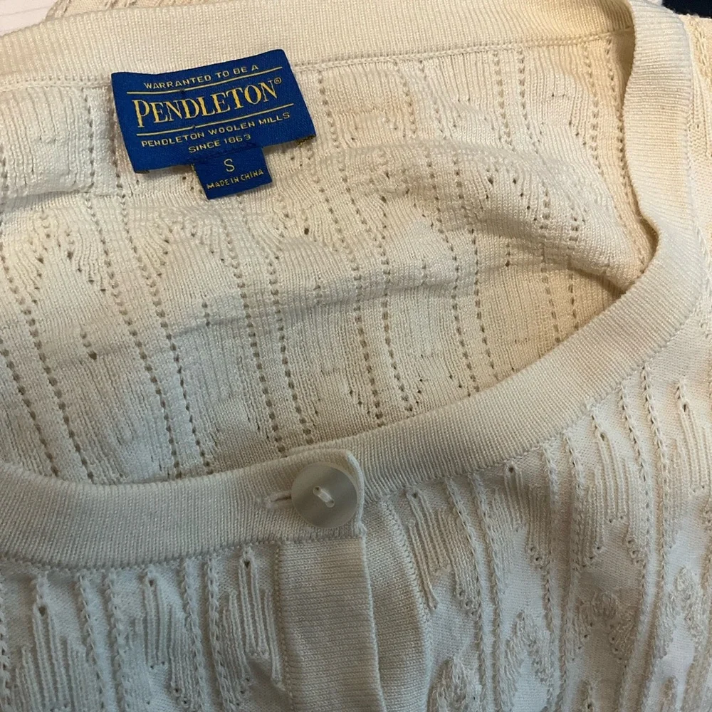 PENDLETON sz Small Silk Blend Cardigan Lightweight Cream Ivory